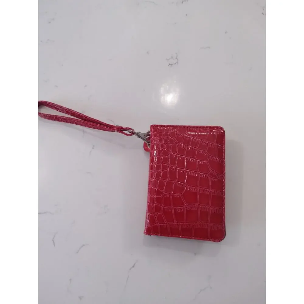 $Red wristlet card wallet Milano brand pockets. Lightweight. Faux leather